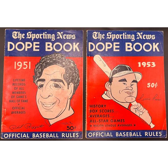1951 & 1953 Sporting News Dope Books Phi Rizzuto Ferris Fain New York Yankees - Picture 1 of 5